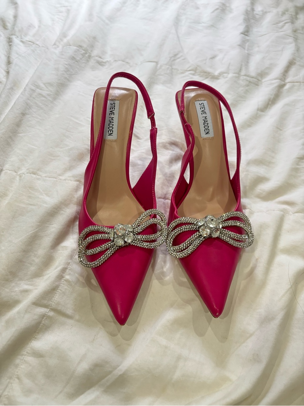 Steve Madden Slingback Heels with Crystal Bow
